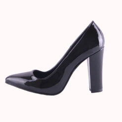 Black Shiny Block Heel Shoes MA-023