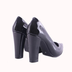 Black Shiny Block Heel Shoes MA-023