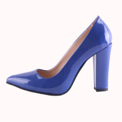 Blue Shiny Block Heel Shoes MA-023