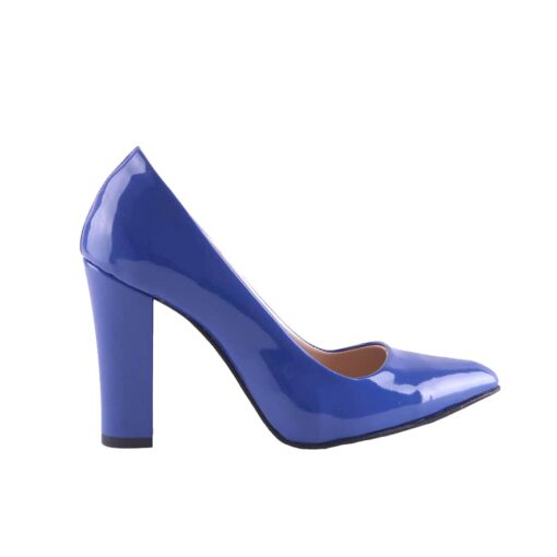 Blue Shiny Block Heel Shoes MA-023