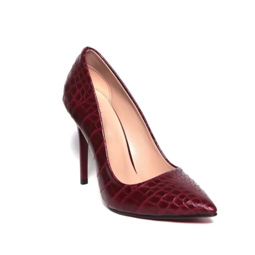 Burgundy Crocodile Stiletto High Heel Shoes for Women MA-021