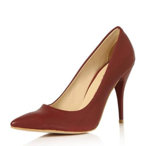 Burgundy Skin Stiletto High Heel Shoes for Women MA-021