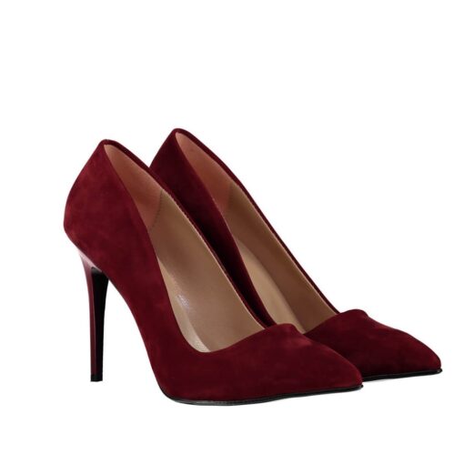 Burgundy Suede Stiletto High Heel Shoes for Women MA-021