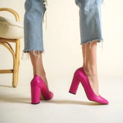 Fushcia Block Heel Shoes MA-023