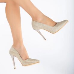 Gold Glitter Stiletto High Heel Shoes for Women MA-021