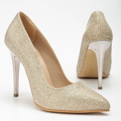 Gold Glitter Stiletto High Heel Shoes for Women MA-021