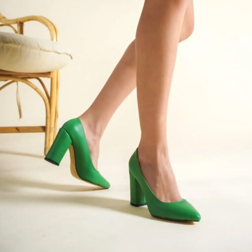 Green Block Heel Shoes MA-023