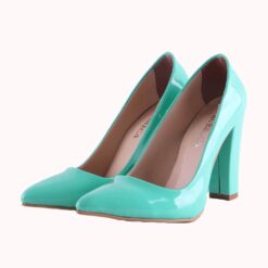 Green Shiny Block Heel Shoes MA-023