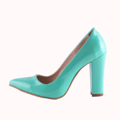 Green Shiny Block Heel Shoes MA-023