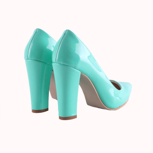 Green Shiny Block Heel Shoes MA-023