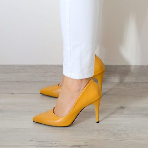 Mustard Skin Stiletto High Heel Shoes for Women MA-021