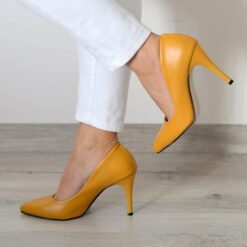 Mustard Skin Stiletto High Heel Shoes for Women MA-021