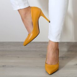 Mustard Skin Stiletto High Heel Shoes for Women MA-021