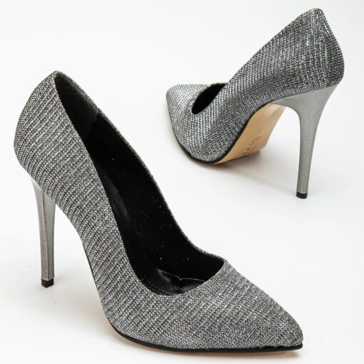 Platinum Glitter Stiletto High Heel Shoes for Women MA-021