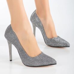 Platinum Glitter Stiletto High Heel Shoes for Women MA-021