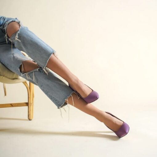 Purple Block Heel Shoes MA-023