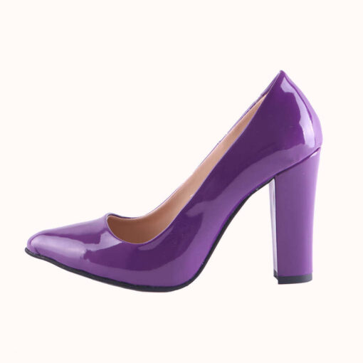 Purple Shiny Block Heel Shoes MA-023