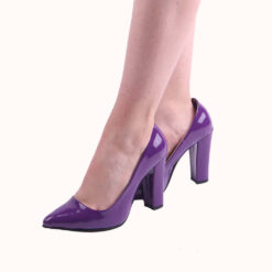 Purple Shiny Block Heel Shoes MA-023