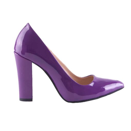 Purple Shiny Block Heel Shoes MA-023