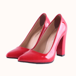 Red Shiny Block Heel Shoes MA-023