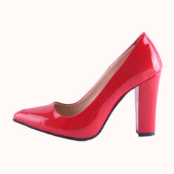 Red Shiny Block Heel Shoes MA-023