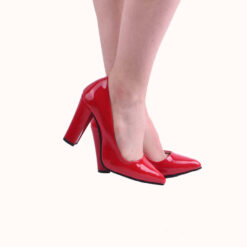 Red Shiny Block Heel Shoes MA-023