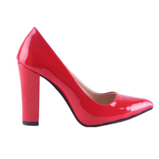 Red Shiny Block Heel Shoes MA-023