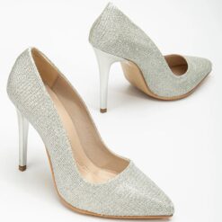 Silver Glitter Stiletto High Heel Shoes for Women MA-021