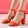 Orange Suede Short Heels for Women RA-155