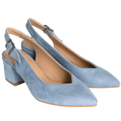 Baby Blue Suede Ankle Strap Heels for Women MA-028