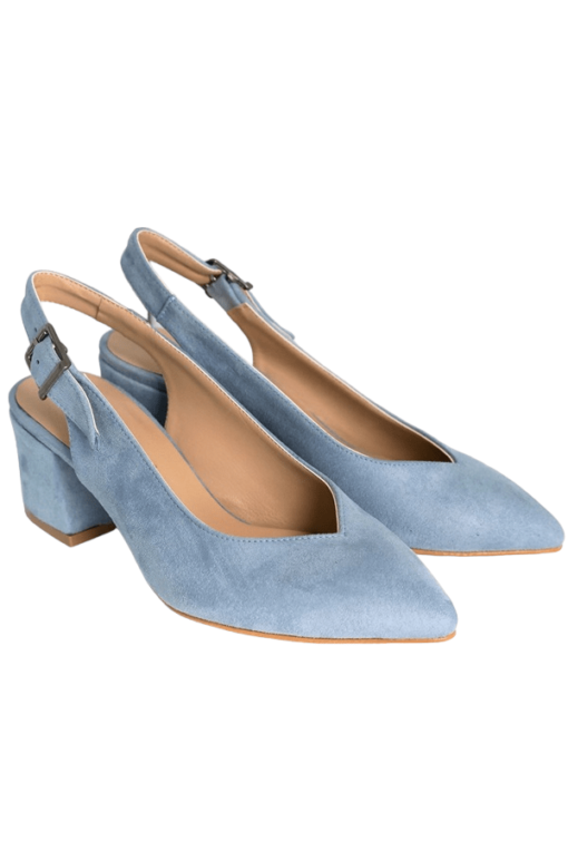 Baby Blue Suede Ankle Strap Heels for Women MA-028