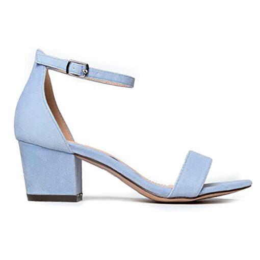 Baby Blue Suede Short Heels for Women RA-155