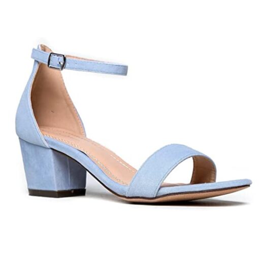 Baby Blue Suede Short Heels for Women RA-155