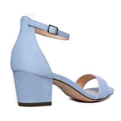 Baby Blue Suede Short Heels for Women RA-155