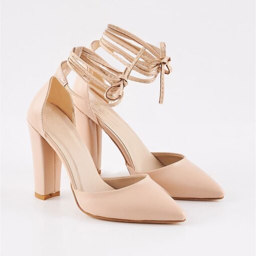 Beige Ankle Strap High Heels RA-040