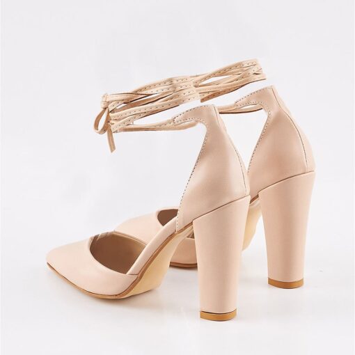 Beige Ankle Strap High Heels RA-040