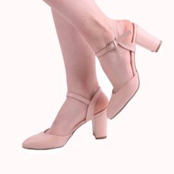 Beige Ankle Strap Low Heel for Women RA-145