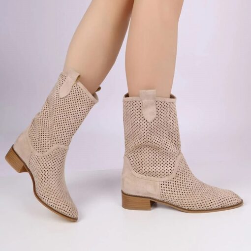 Beige Cowboy Boots for Women RA-8010