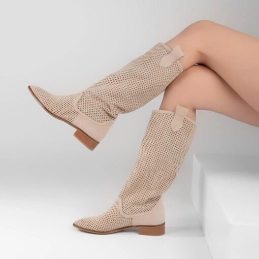 Beige Cowgirl Boots for Women RA-8011