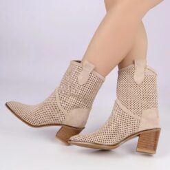 Beige Heeled Cowboy Boots RA-8012