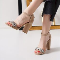 Beige Rhinestone Heels RA-220