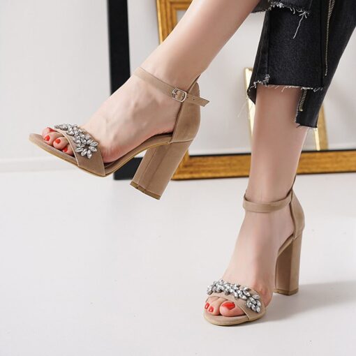 Beige Rhinestone Heels RA-220