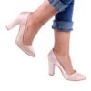 Beige Satin Block Heel Shoes MA-023