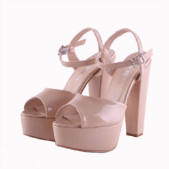 Beige Shiny Platform Wedding Shoes for Women RA-027