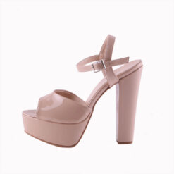 Beige Shiny Platform Wedding Shoes for Women RA-027