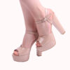 Beige Shiny Platform Wedding Shoes for Women RA-027