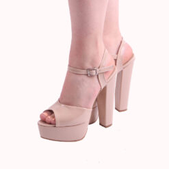 Beige Shiny Platform Wedding Shoes for Women RA-027