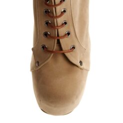 Beige Suede Platform Heeled Boots RA-010