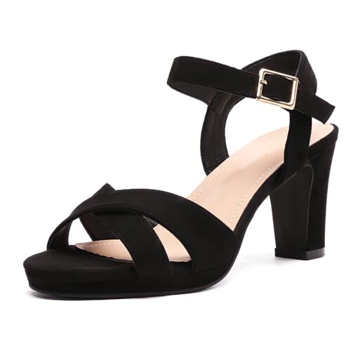 Black Ankle Heels Straps for Women RA-160