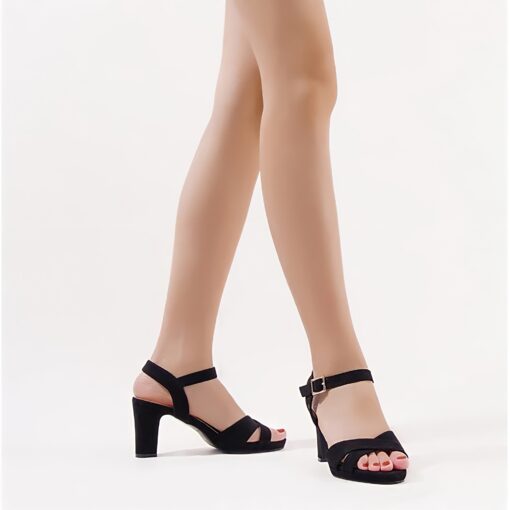 Black Ankle Heels Straps for Women RA-160